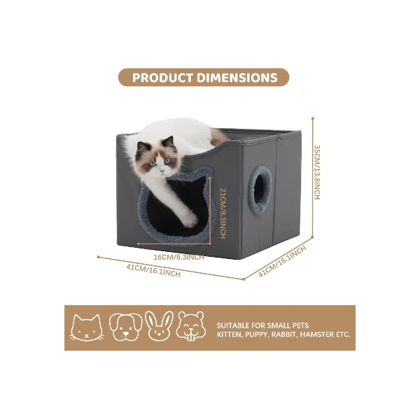 Cat Beds Large Cat Cave for Pet Cat House with Scratch Pad