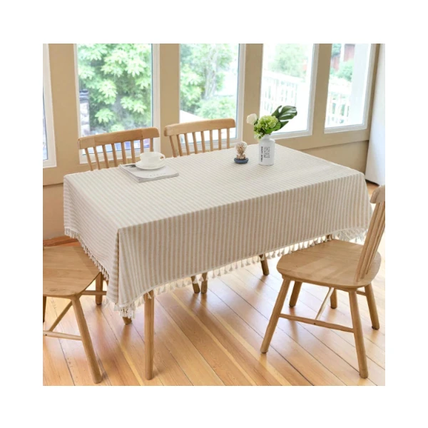 Plenmor Stripe Tassel Table Cloth 
