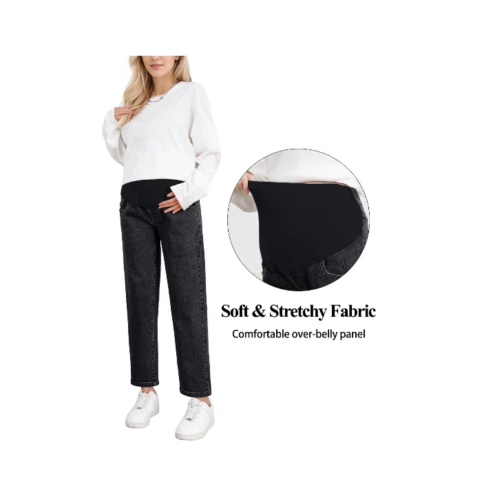 FEOYA Maternity Jeans Casual Loose Wide Leg Denim Pregnancy Pants 
