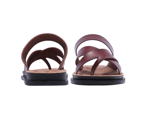 Harssidanzar Mens Sandals Slippers Cross Straps Slide Slip On Flip Flops for Men Toe Ring Style