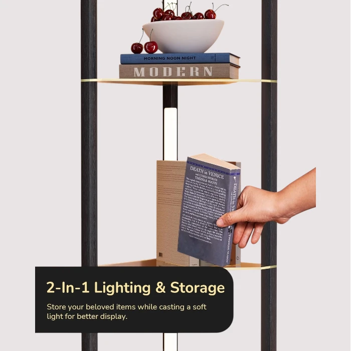EDISHINE LED Floor Lamps with Glass Shelves