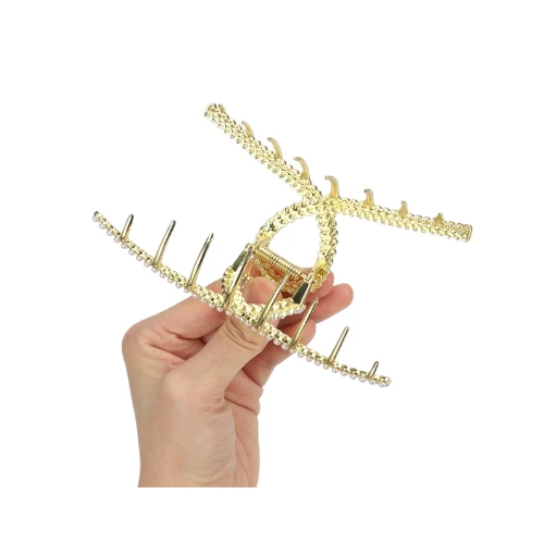 Metal Hair Claw with Pearls and Rhinestone