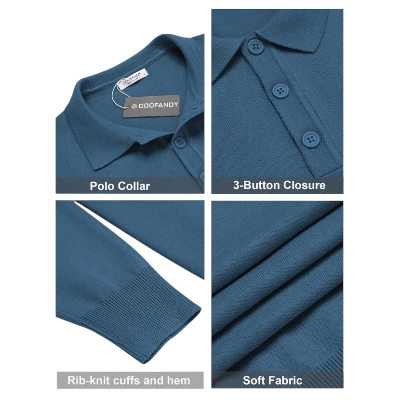 Coofandy Men's Long Sleeve Polo Sweater