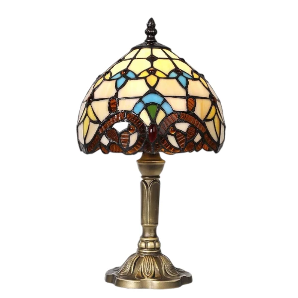 Tiffany Style Table Lamp Handcrafted Stained Glass Shade – Mediterranean Design