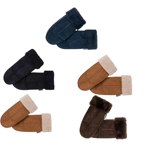 Nordvek Womens Sheepskin Gloves - Fold Back Cuff - Suede 