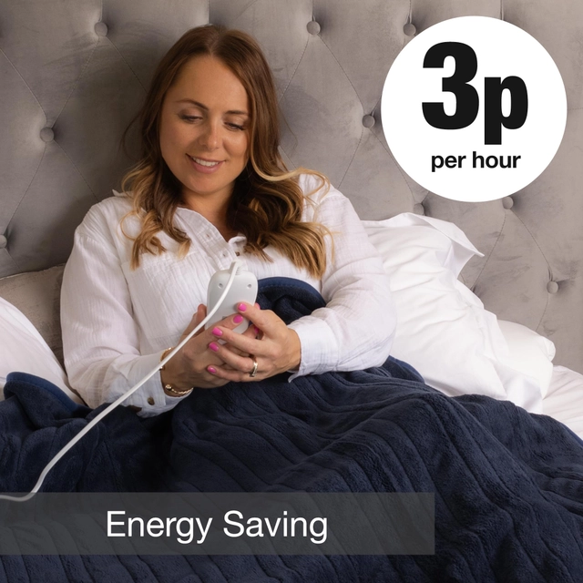 Dreamcatcher Luxurious Navy Heated Throw Electric Blanket