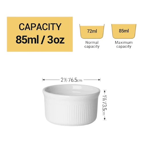 ComSaf White Porcelain Ramekins