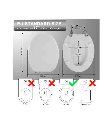 Durable Soft Close Antibacterial Toilet Seat Adjustable Hinges 