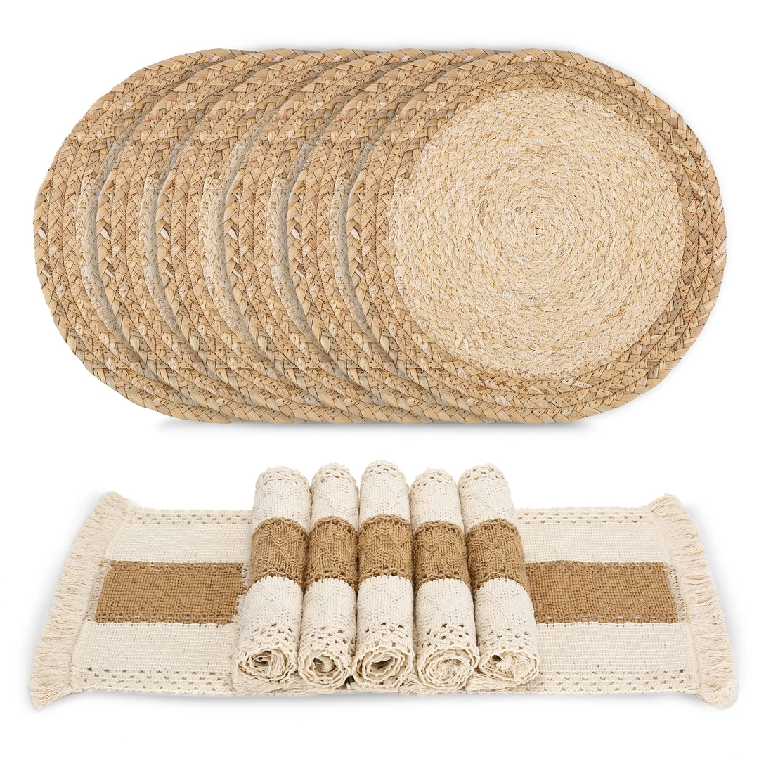 Zology Boho Table Mats Set of 6- Woven Placemats 