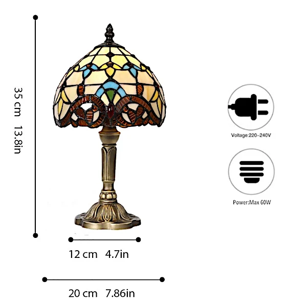 Tiffany Style Table Lamp Handcrafted Stained Glass Shade – Mediterranean Design