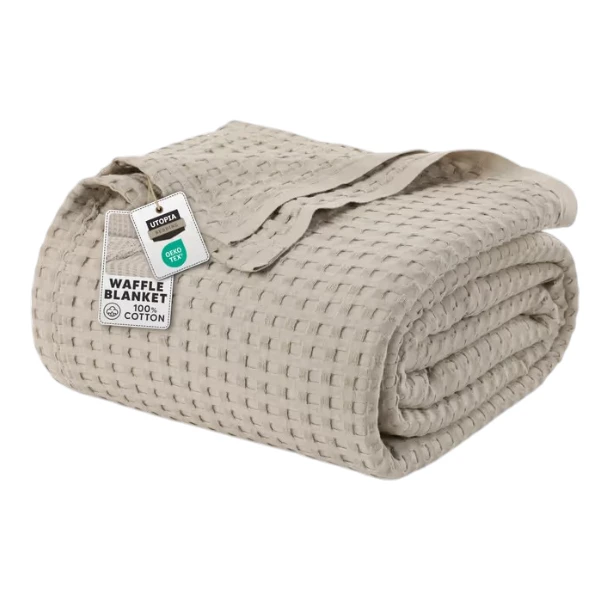 Utopia Bedding Cotton Waffle Blanket 300 GSM Soft Lightweight Breathable Bed Blanket 