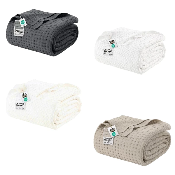 Utopia Bedding Cotton Waffle Blanket 300 GSM Soft Lightweight Breathable Bed Blanket 