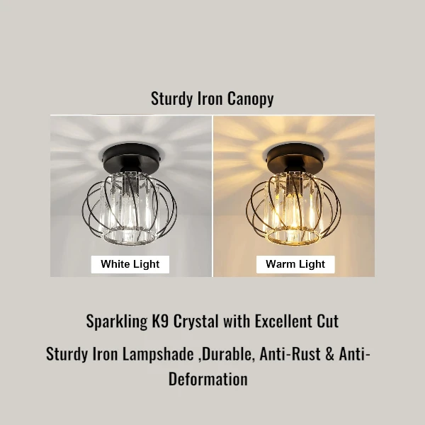 Industrial Light Crystal Pendant Mini Chandelier &  Crystal Ceiling Light Fixture