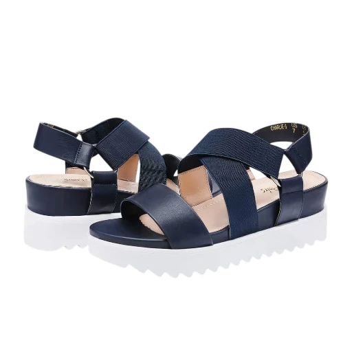 DREAM PAIRS Women's Open Toe Leather Dressy Platform Wedge Sandals