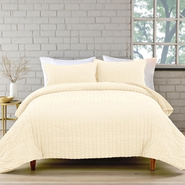Wong Puckering Seersucker Duvet Cover Bedding Sets 