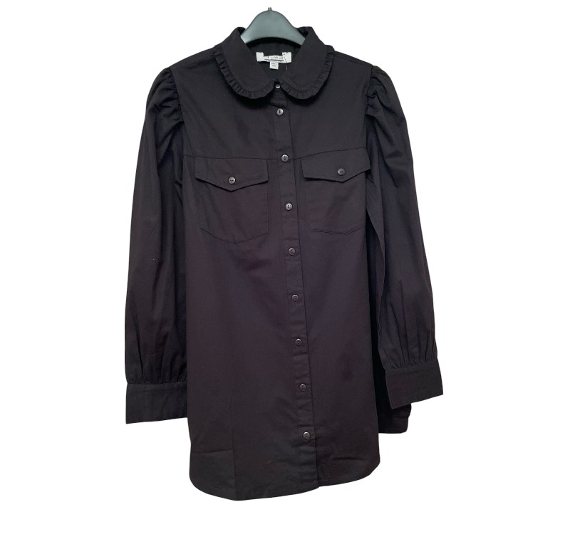 Black Maternity Long Sleeve Button Up Blouse