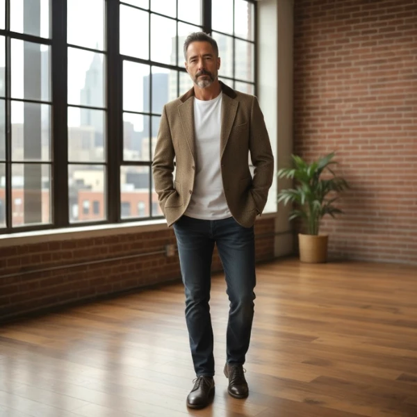 PJ PAUL JONES Men's Herringbone Blazer Tweed Sport Jacket