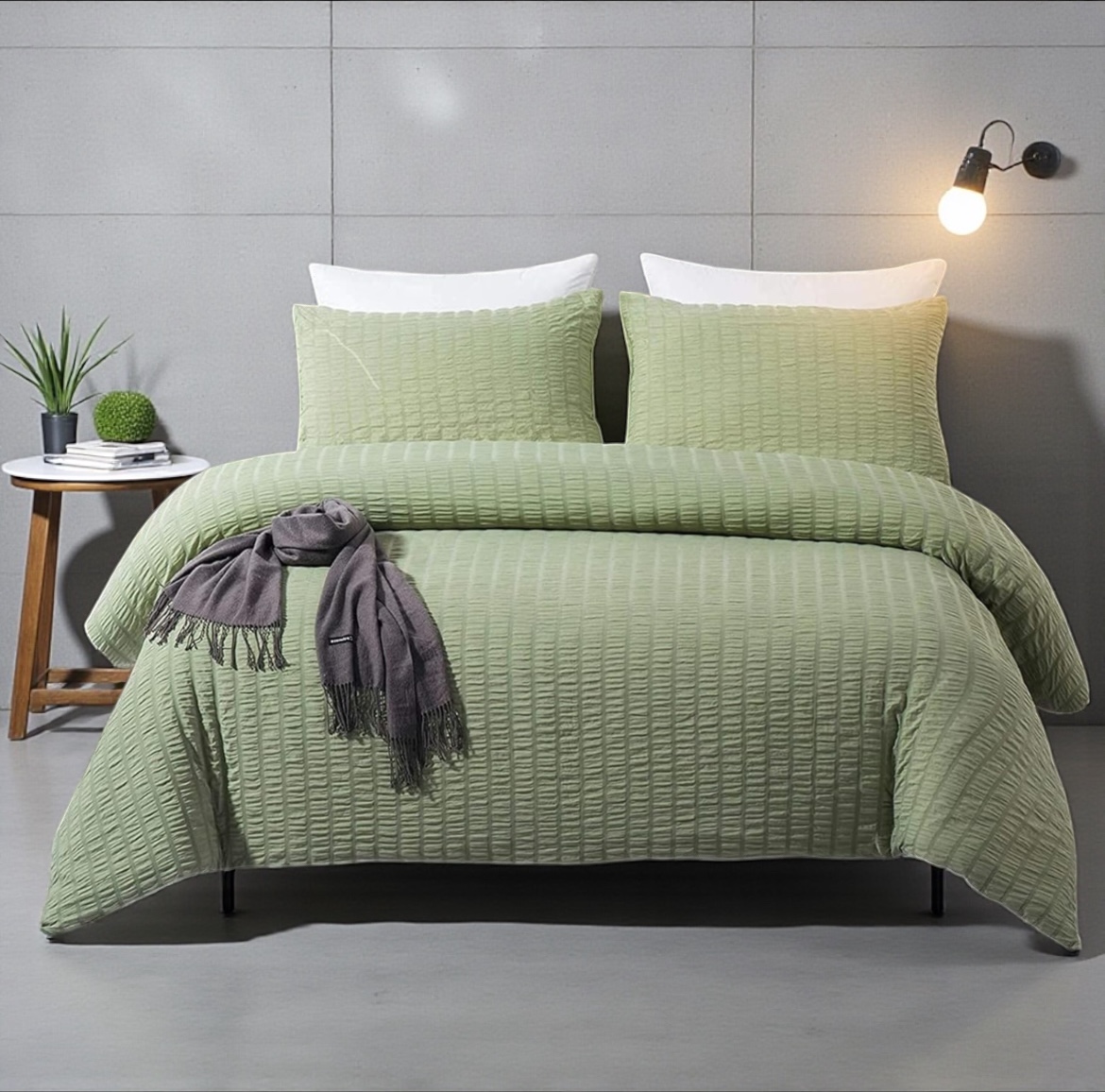 Wong Puckering Seersucker Duvet Cover Bedding Sets 