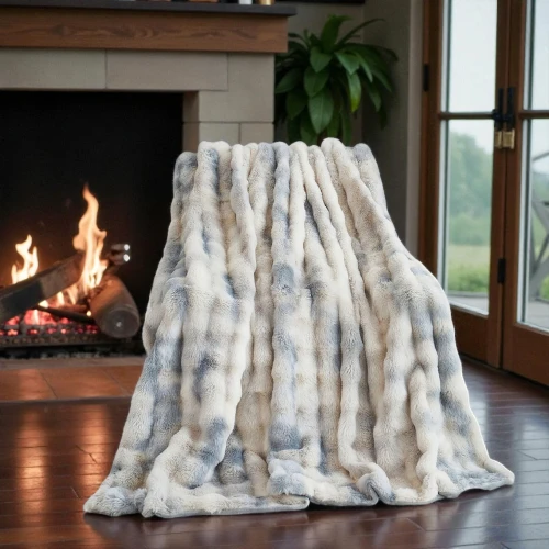 Shanna Faux Rabbit Fur Luxury Plush Throw Blanket  