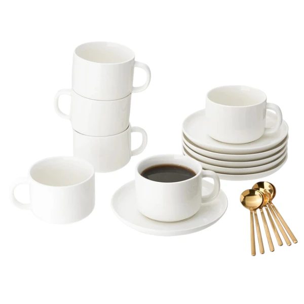 CHILDIKE Porcelain Coffee Cups and Saucers Set 
