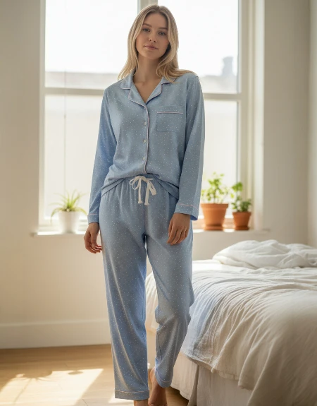  Amorbella Women's Button Down Polka Dots Pyjama Sets