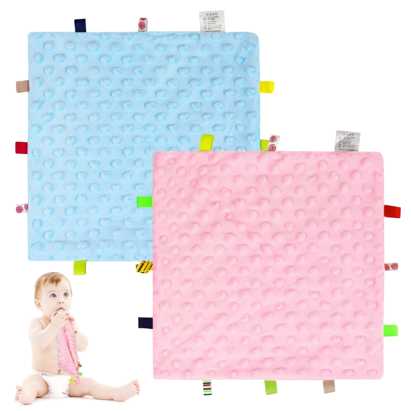  Baby Taggy Comforter Soft Sensory Tag Blanket