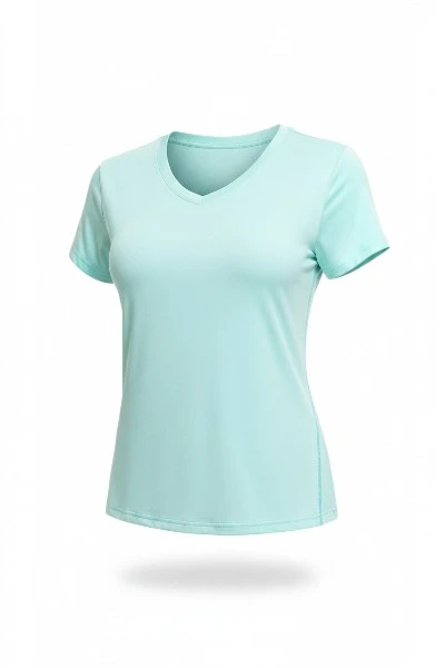 icyzone Women's Workout Running T-Shirt Yoga Fitness V-Neck Short-Sleeve Tops Sports Shirt