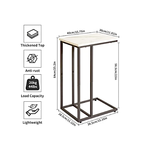 Aibiju C Shaped  Coffee Side Table with Steel Frame