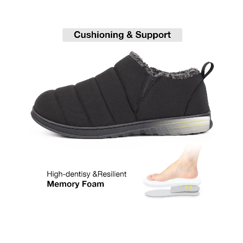 VeraCosy Men's Warm Quilted Memory Foam Ankle Mule Slippers 