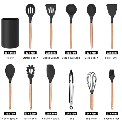 Herogo 12 Piece Silicone Utensil Set With Holder