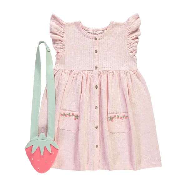 Girls Strawberry Dress With Bag