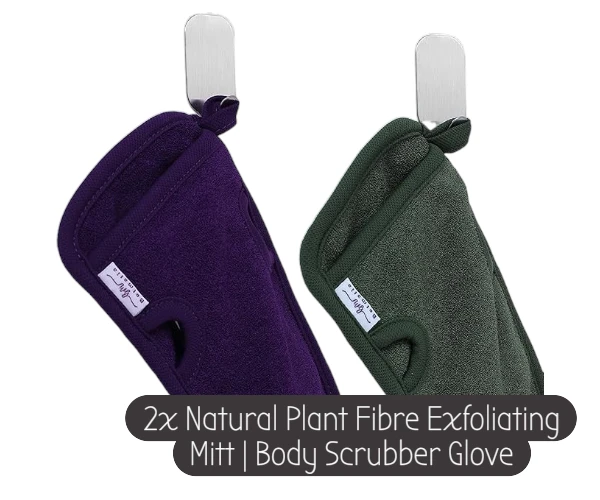 2x Natural Plant Fibre Exfoliating Mitt | Body Scrubber Glove