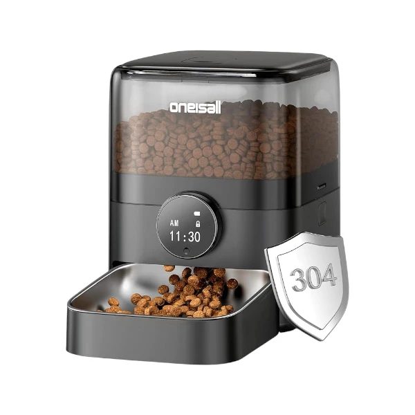 oneisall Automatic Cat Feeder with 304 Stainless Steel Bowl