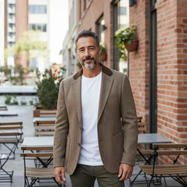 PJ PAUL JONES Men's Herringbone Blazer Tweed Sport Jacket