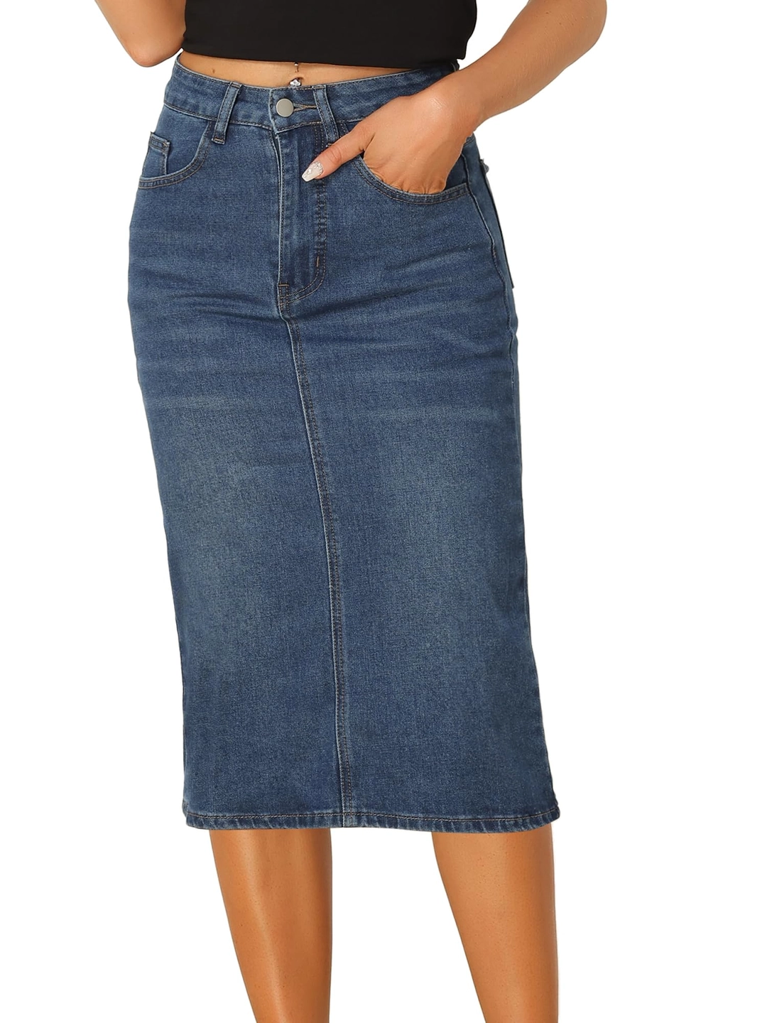 Allegra K Casual Denim Skirt