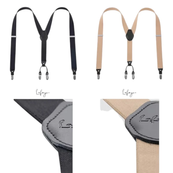 Mens Braces 4 Clips Y-Back 3.5 cm Wide Heavy Duty Adjustable Elastic Braces for Men Trousers with Strong Metal Clips