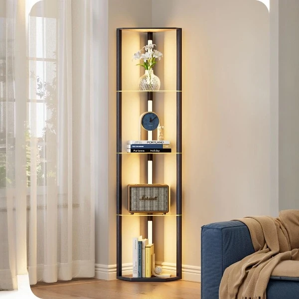 EDISHINE LED Floor Lamps with Glass Shelves