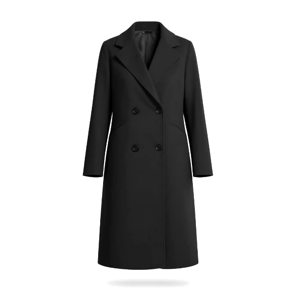 Suknay Wool Blend Coat Notch Lapel Double Breasted