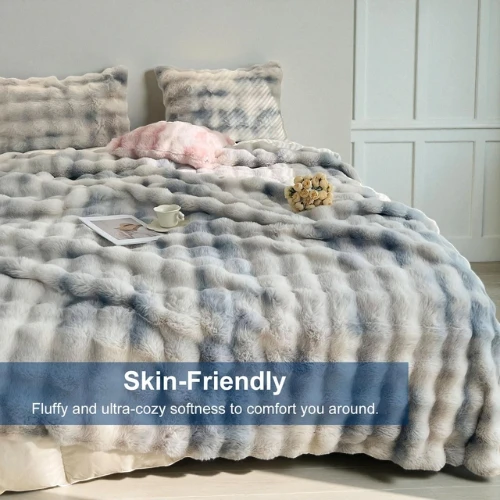 Shanna Faux Rabbit Fur Luxury Plush Throw Blanket  