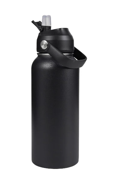 Hawthyhome Insulated Water Bottle 32oz/1L with Straw Keep Drinks Hot and Cold Stainless Steel Double Walled Flip up Metal Water Bottles Leakproof for Hiking,Camping Sports Adult