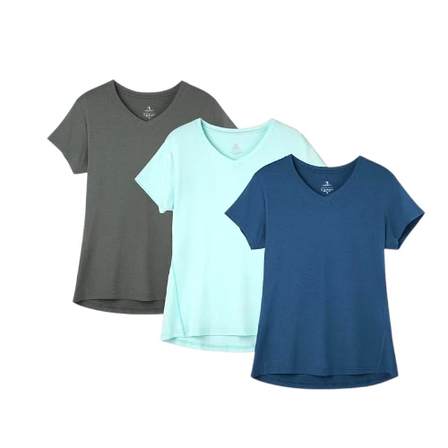 icyzone Women's Workout Running T-Shirt Yoga Fitness V-Neck Short-Sleeve Tops Sports Shirt