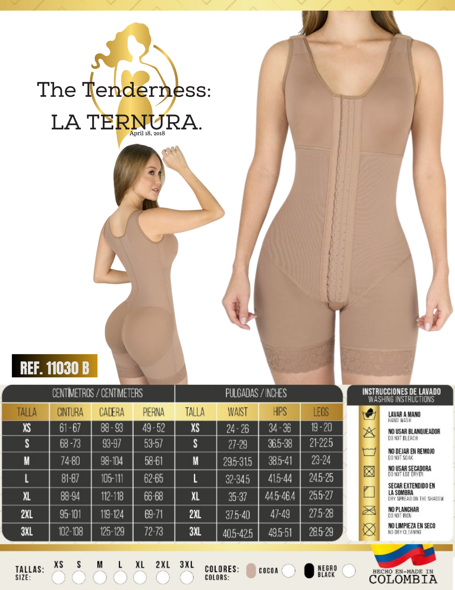 LA TERNURA FASHION Fajas Colombianas Full Body Con Busto Shapewear para mujer con control de abdomen, moldeador de cuerpo posparto