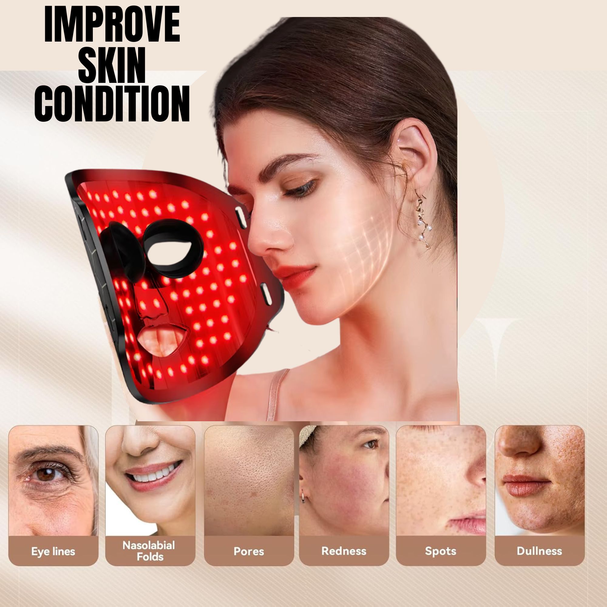 Máscara facial con terapia de luz LED, terapia de luz roja para cara, 7-1 colores LED máscara facial para el cuidado de la piel, color negro