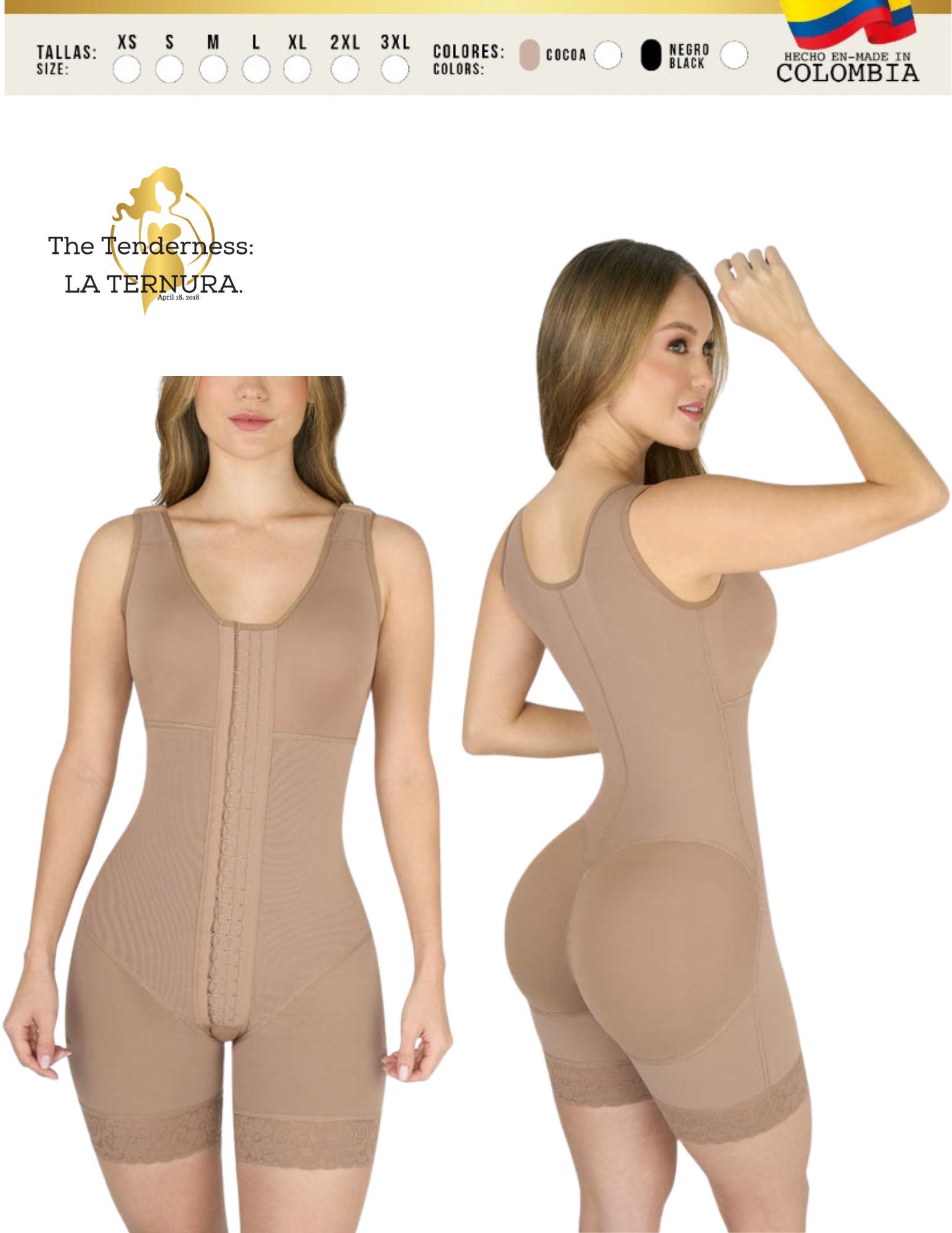 LA TERNURA FASHION Fajas Colombianas Full Body Con Busto Shapewear para mujer con control de abdomen, moldeador de cuerpo posparto