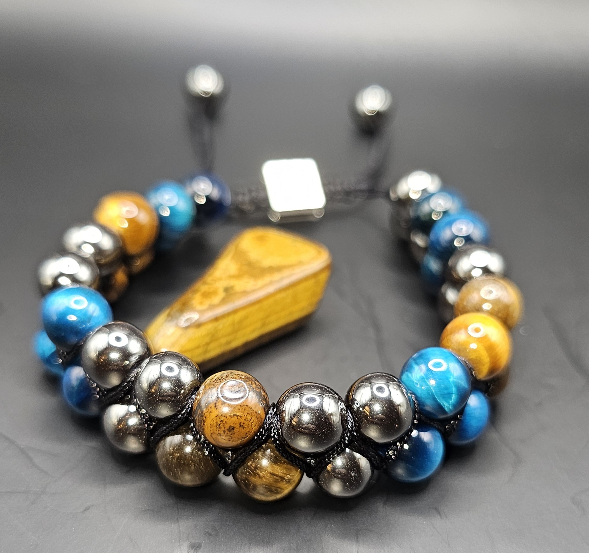 Handcrafted Lapis Lazuli, tigers eye and Hematite Beaded Bracelet