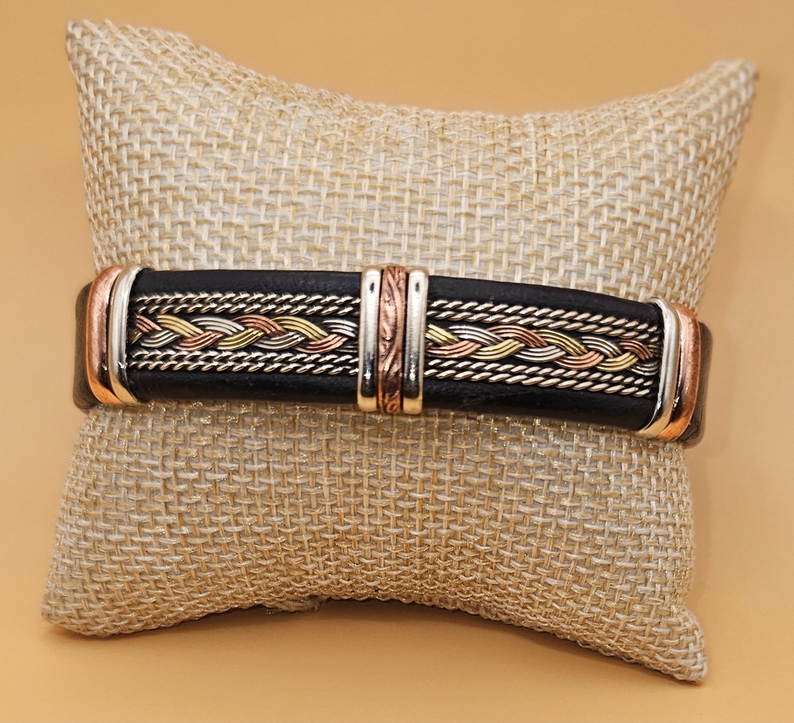 Braided copper&brass Leather Bracelet