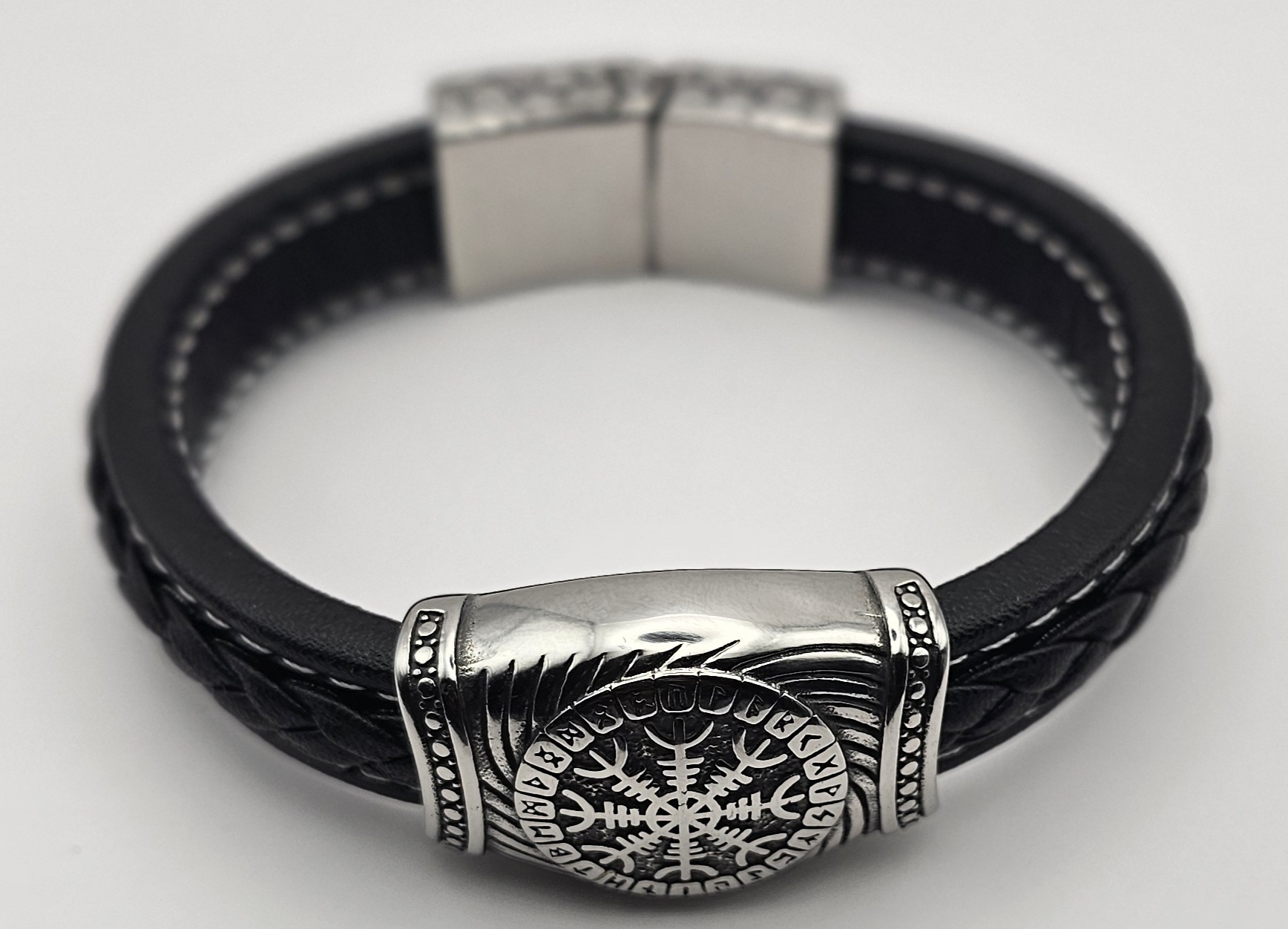 Leather Bracelet with Viking Symbol