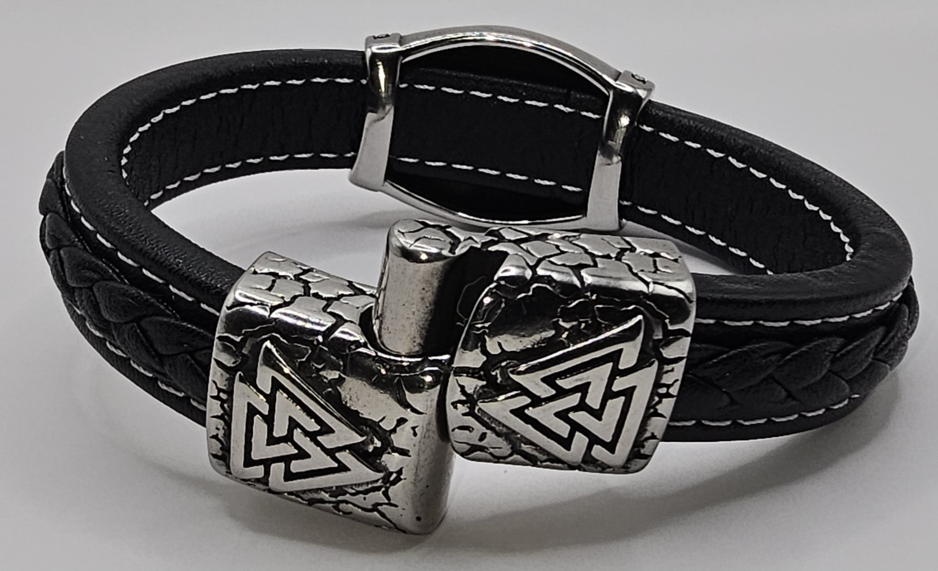 Leather Bracelet with Viking Symbol