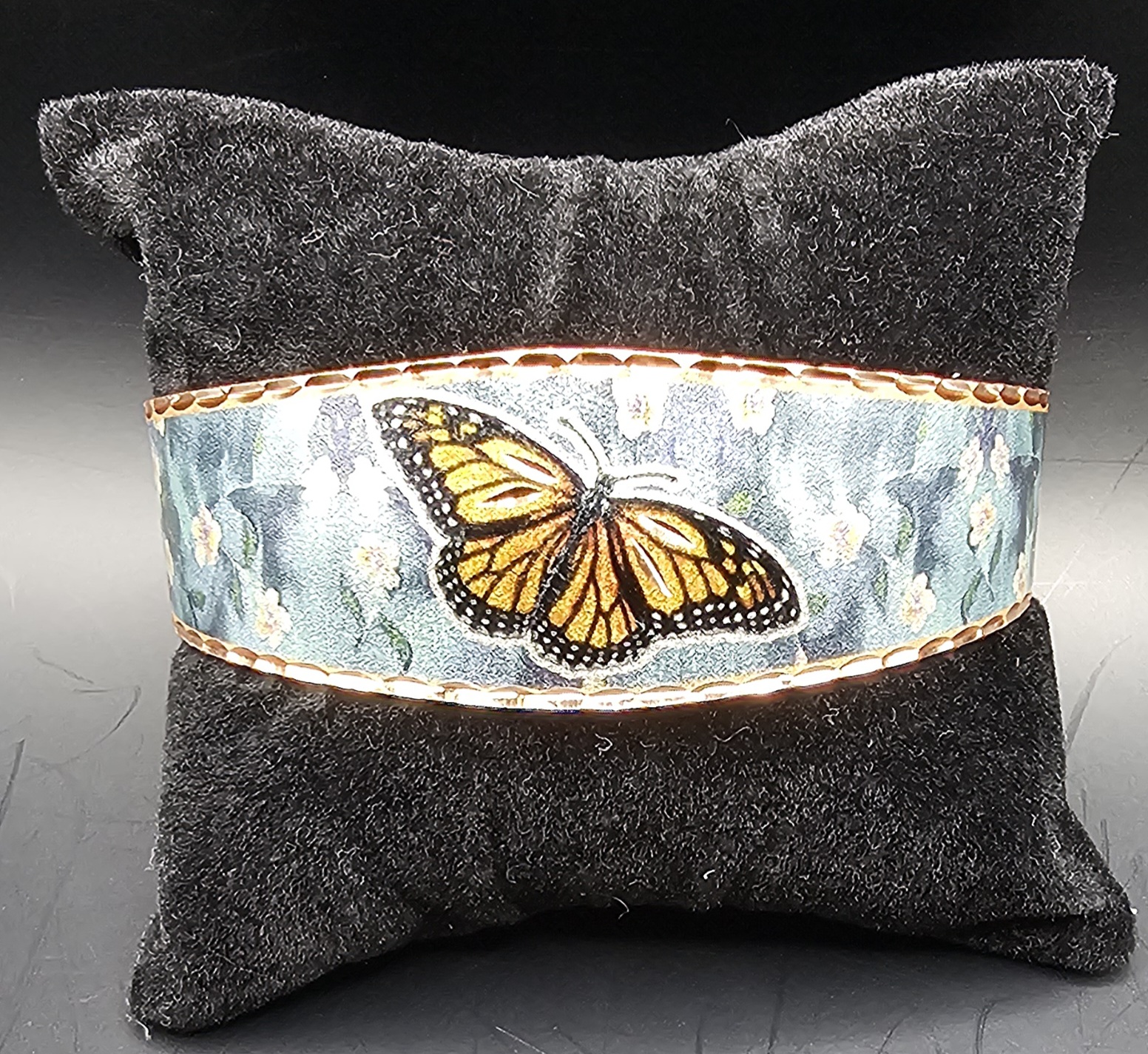Butterfly Embroidered Copper Bracelet