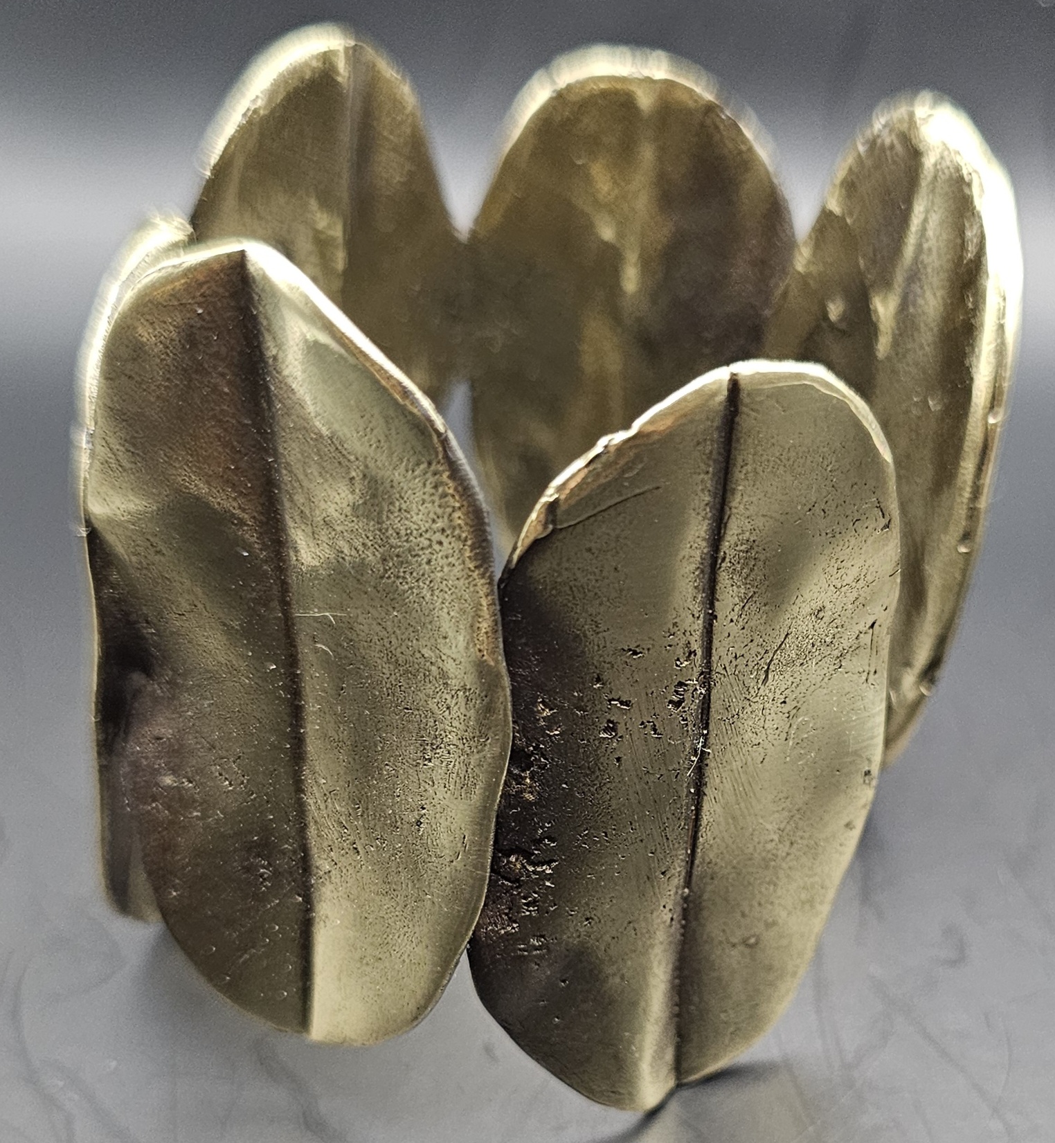 Vintage Brass Leaf Cuff Bracelet